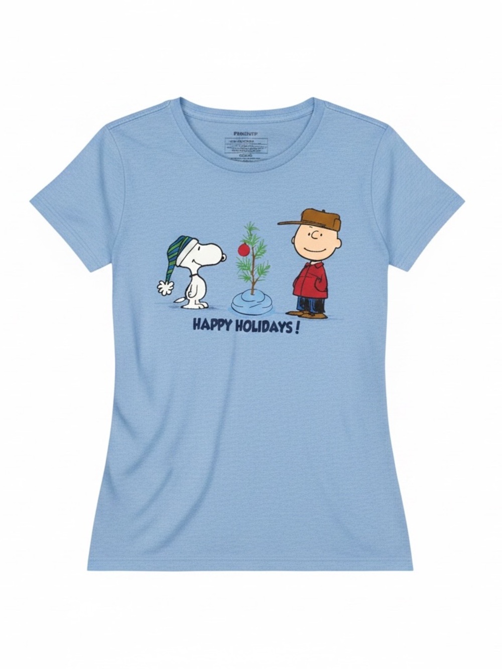Peanuts Snoopy‎ & Charlie Brown Happy Holidays Sleep Shirt Blue Medium Christmas